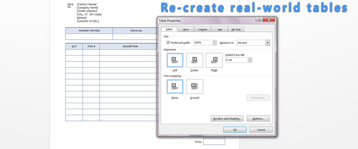 Recreate real world tables
